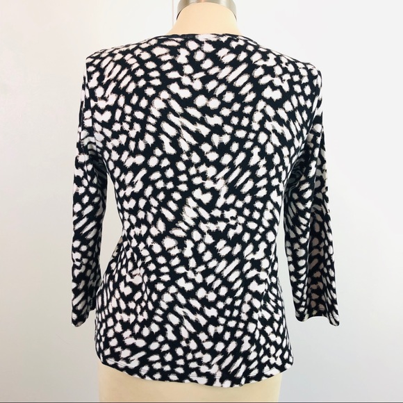 Top 36” M 100% Cotton Zipper Accent to Collar Bone Stopper at V-Neck Black White - Picture 3 of 6